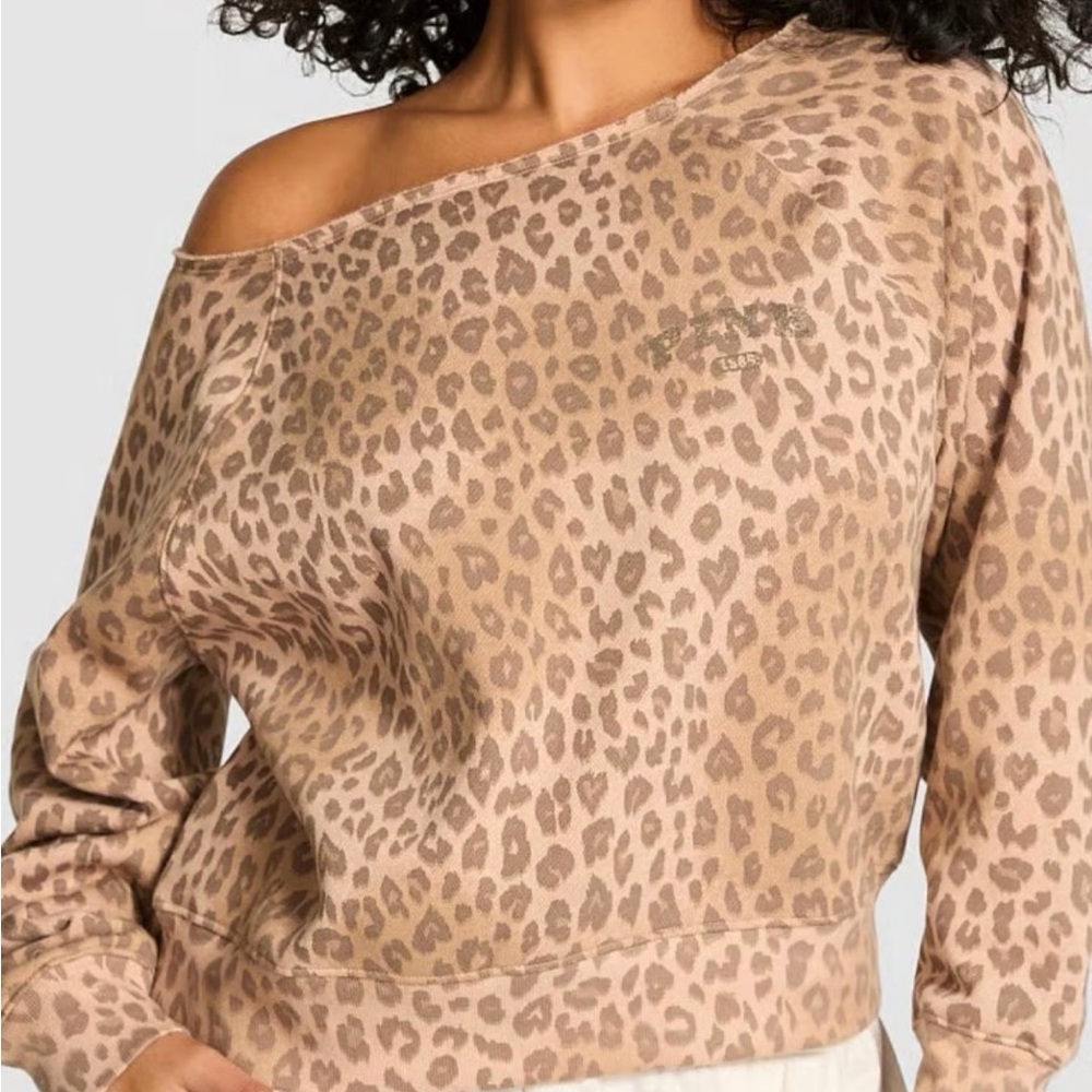 Victoria's Secret Tan Leopard Off-Shoulder Sweatshirt